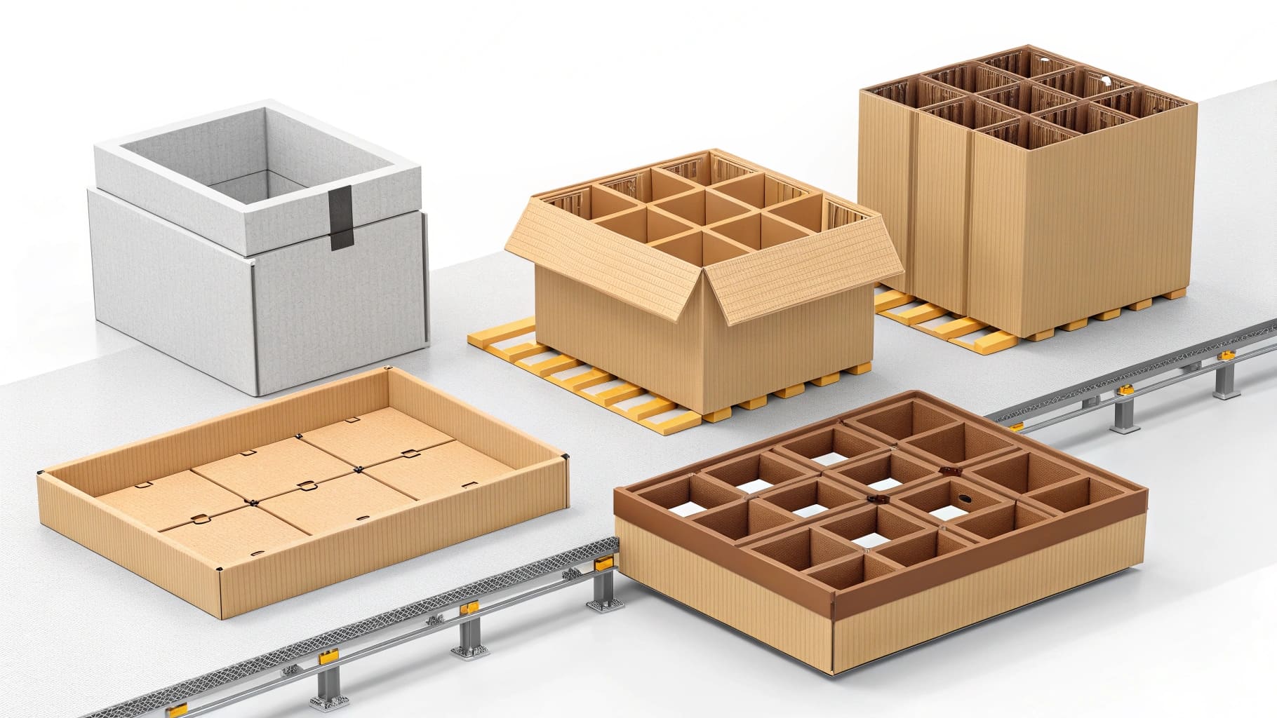 A designer using a calculator next to packaging material samples.