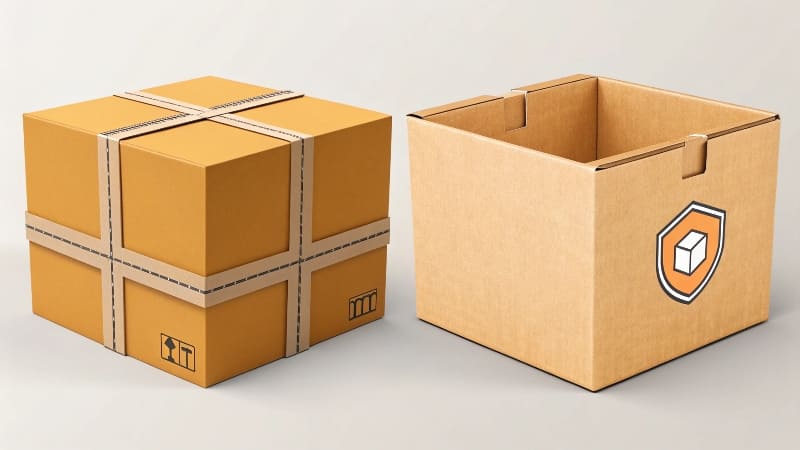 A person happily receiving a clean, branded custom [mailer box](https://wansapackaging.com/why-are-custom-favour-boxes-important-for-gift-packaging/)<sup id=