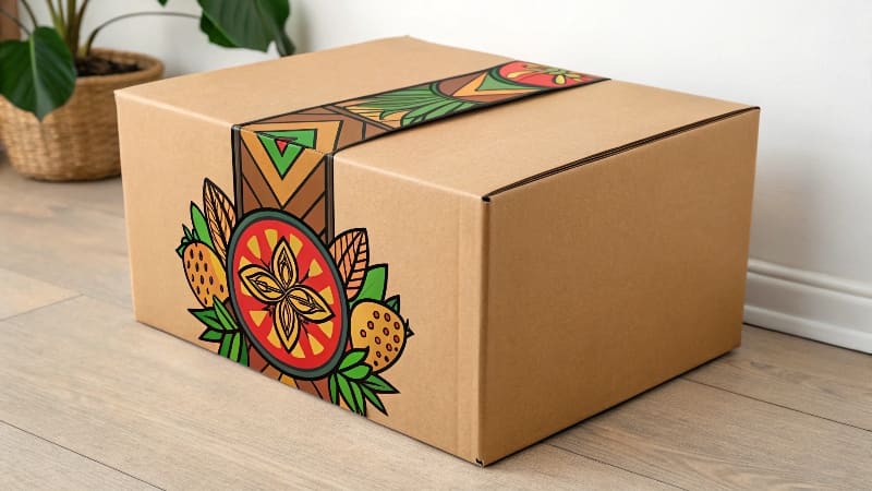 Custom Printed Packaging with Logos A stack of beautifully printed custom boxes with unique brand logos and designs.