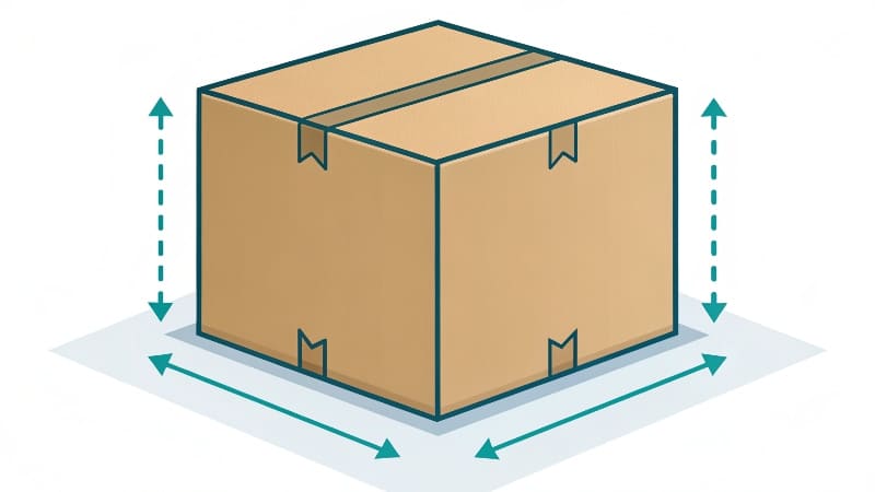Understanding Length, Width, and Height of a Box A simple cardboard box with arrows and labels for Length, Width, and Height.
