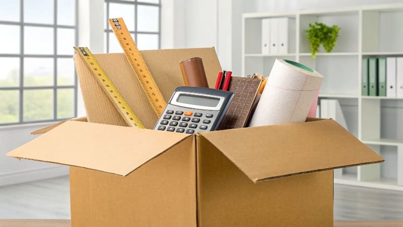 A calculator sitting next to stacks of different [custom boxes](https://wansapackaging.com/what-is-a-custom-packaging-solution/)<sup id=