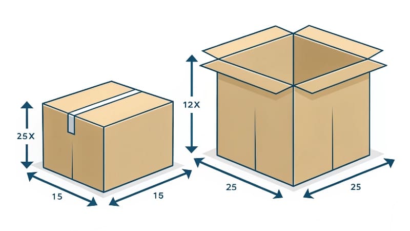 A person measuring the longest side of a box alt with keywords
