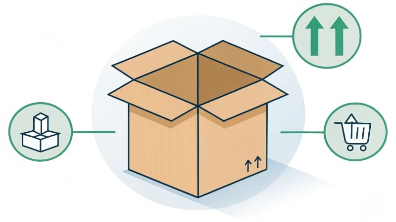 Reducing Corrugated Box Costs An illustration showing a smaller, perfectly sized box next to a large, wasteful box for the same product.