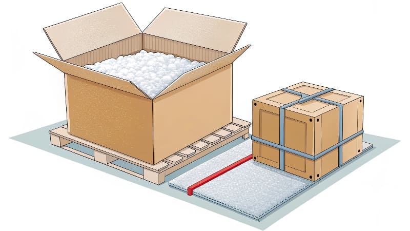 A diagram illustrating the [box-in-box method](https://wansapackaging.com/how-to-make-sure-my-boxes-are-sturdy-while-shipping-them/)<sup id=