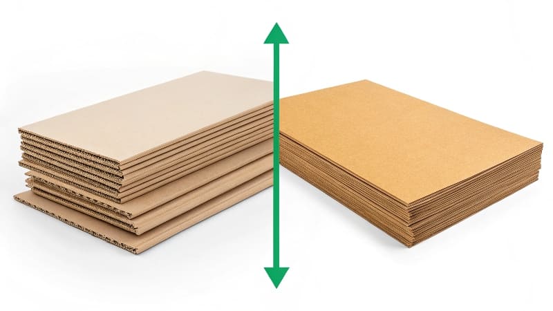 A thin sheet of office paper placed next to a thick piece of [greyboard](https://wansapackaging.com/luxurious-finishes-for-custom-rigid-boxes-that-stand-out/)<sup id=
