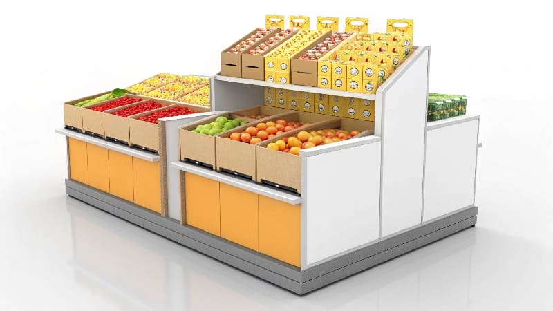 Effective Counter Display Box in a Retail Setting A colorful and eye-catching counter display box filled with small products on a retail checkout counter.