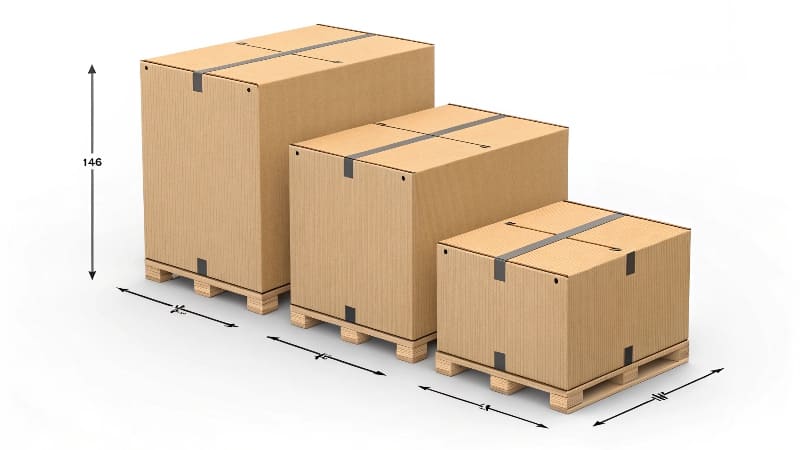 A person measuring a box with a ruler and then writing down the L, W, and H measurements separately.