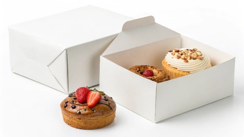 A close-up shot of a clean, white, food-grade paperboard material.