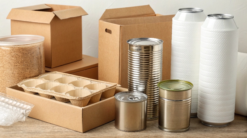The Manufacturing Process of a Box A simplified graphic showing the process: wood chips -> pulp -> paper rolls -> finished boxes.