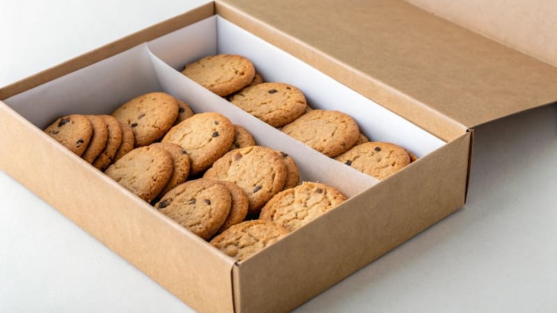 Measuring a Box for a Dozen Cookies A box for a dozen cookies with a ruler next to it, illustrating the length, width, and height.