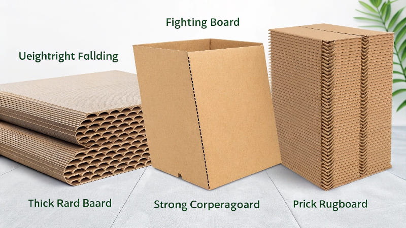 A side-by-side view of paperboard, [corrugated board](https://wansapackaging.com/what-is-cardboard/)<sup id=
