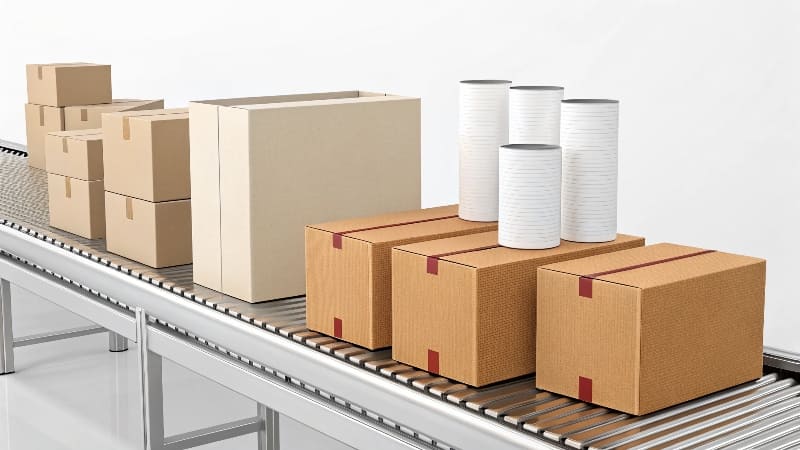 Various Product Packaging Options A collage of different product box types including rigid, folding carton, and corrugated mailer.