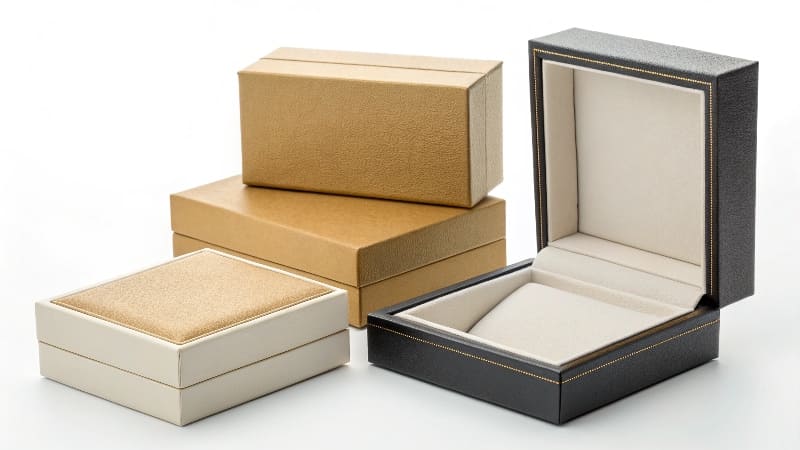 How to Make Packaging Look Expensive A luxurious, minimalist black box with a simple gold foil logo on it.