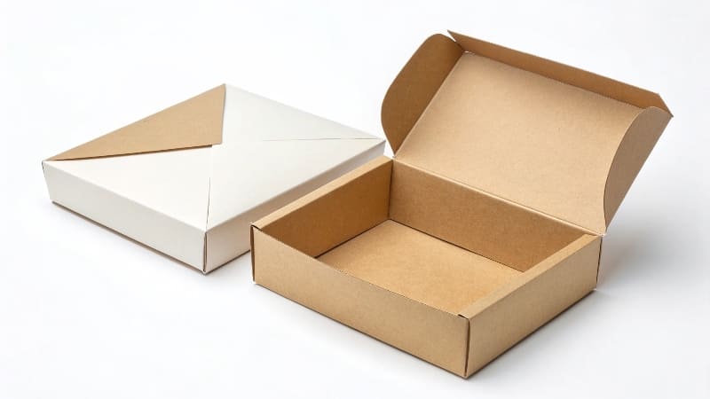 Making Your Own Packaging Box at Home A person at a desk carefully cutting out a box template from a piece of cardstock.