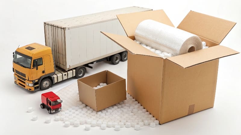 A large, perfectly packed corrugated box sealed with tape, ready for shipping.