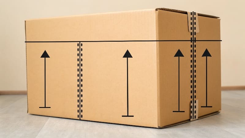 A top-down view of a box opening, with the longest side labeled "[Length](https://wansapackaging.com/how-do-i-correctly-understand-length-width-and-height/)<sup id=