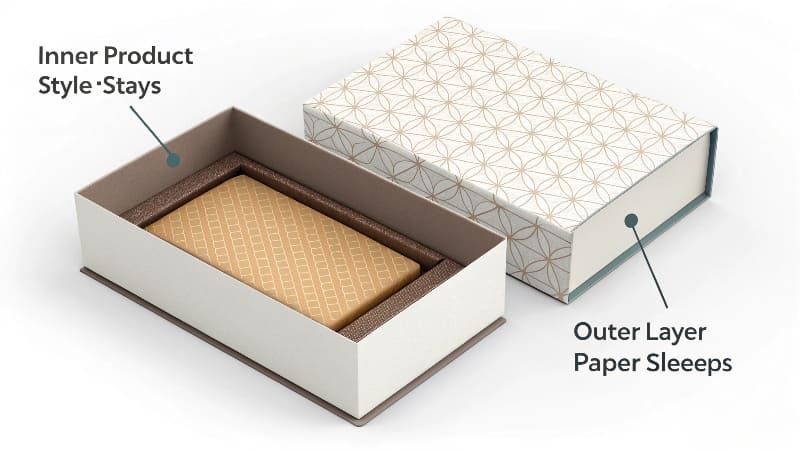 What is a Sleeve Box A close-up of a paper sleeve sliding smoothly over a simple tray holding a product.