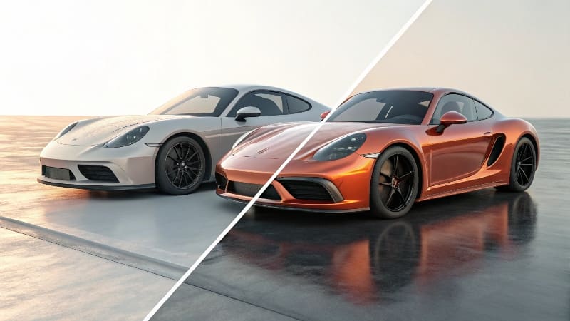 Professional Looks of Matte vs. Glossy A sleek, matte black box with a gold foil logo next to a shiny, glossy box for a new smartphone.