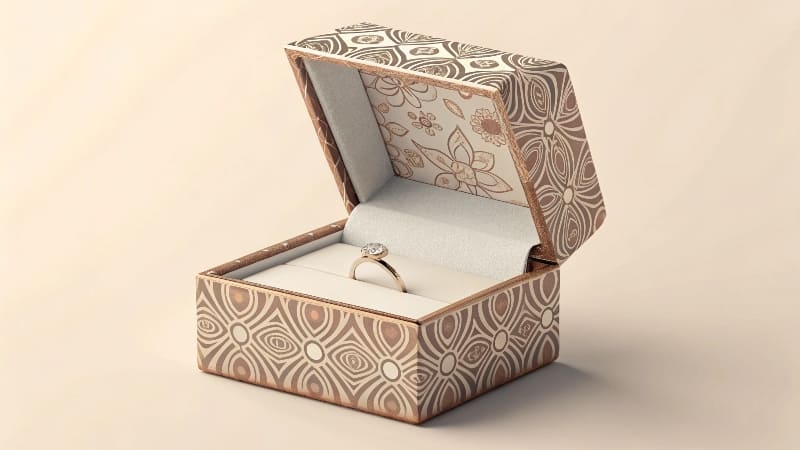 The Importance of Jewelry Packaging A customer's hands unwrapping a beautifully designed jewelry box, showing anticipation and excitement.