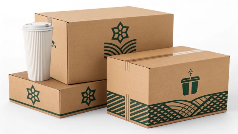 The Value of Custom Shipping Boxes A customer smiling as they open a beautifully branded custom box, showing the value of the experience.