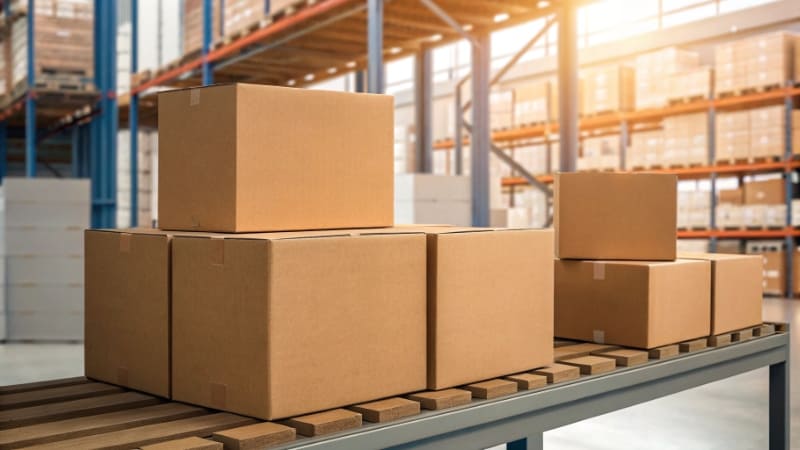 Cost of Stock vs. Custom Boxes A plain brown box next to a custom printed box with a price tag on each to show the cost difference.