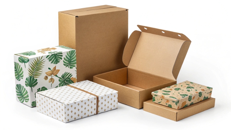 Factors Affecting Custom Packaging Costs An infographic illustrating the main factors that affect the cost of custom packaging, such as size, material, and quantity.