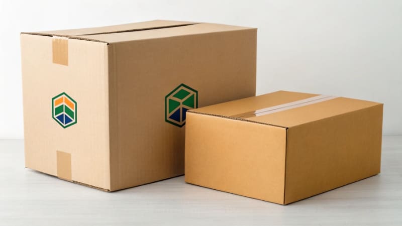 Branded Shipping Boxes A stack of beautifully designed custom branded shipping boxes ready to be sent to customers.