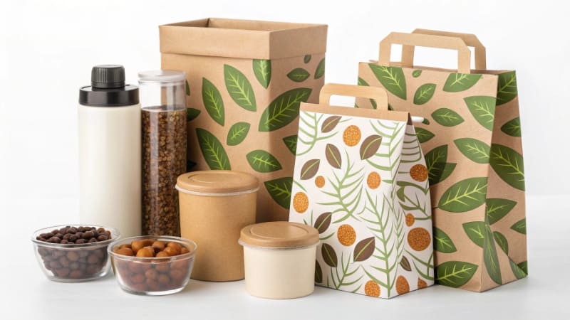 The Strategic Purpose of Packaging Design A mood board with color palettes and sketches next to the final packaged product, illustrating the design process.