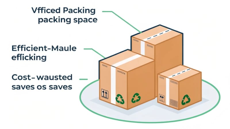 Smart Packaging Reduces Costs A product fitting perfectly inside a custom-sized box, reducing shipping costs.