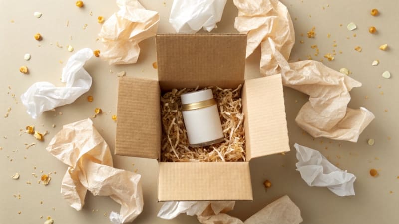 A creator filming an unboxing video with a ring light and camera on a desk.