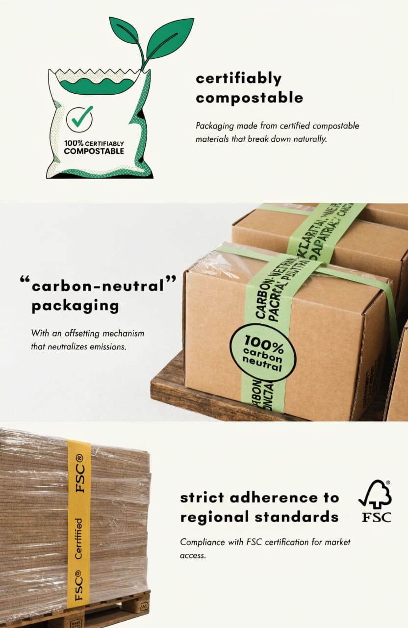 Latest Trends in Certified Sustainable Packaging A cosmetic box with FSC and Carbon Neutral certification logos clearly printed on the back.