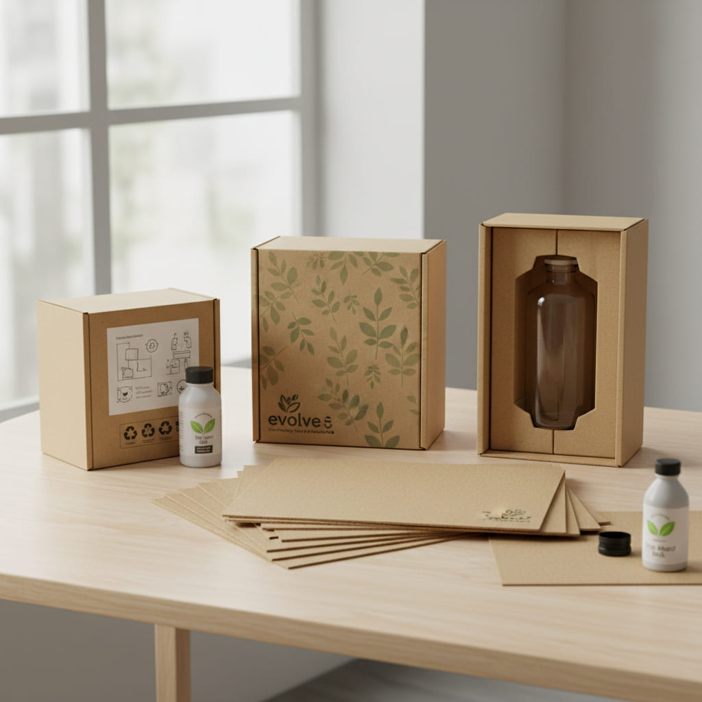 Mono-material Packaging Choice A single sheet of unlaminated paperboard being folded into a box.