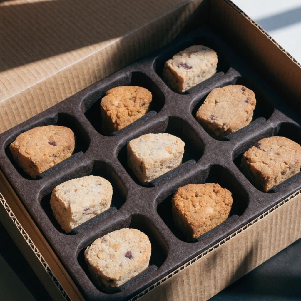 A beautiful custom printed cookie box with cookies inside alt with keywords